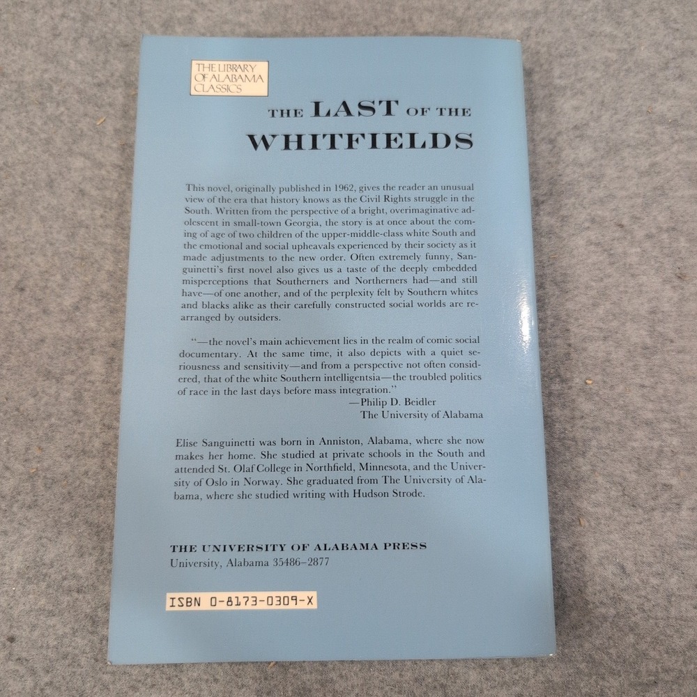 The Last of the Whitfields Elise Sanguinetti Paperback 1986 Alabama Classics - Picture 6 of 6